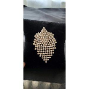 VINTAGE DESIGNER CELEBRITY NY RHINESTONE STAR FRINGE BROOCH PIN